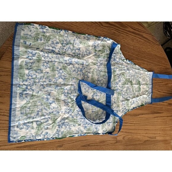Women’s Alaska  Blue Green Floral Print All Over Apron Spring Easter Summer - Picture 5 of 6